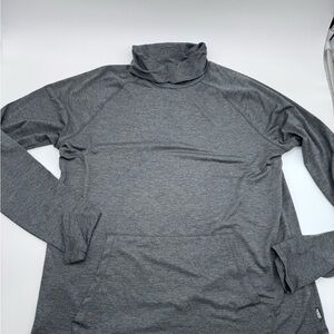Eddie Bauer Heather Charcoal Funnel Neck Pullover Kangaroo Pocket, Size Large‎